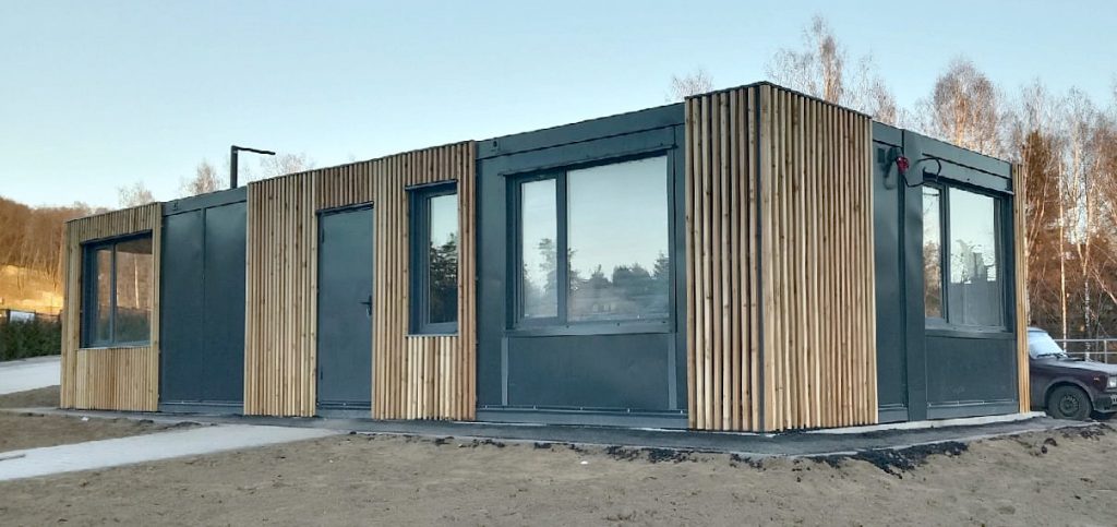 модульное здание обшитое деревом
