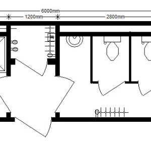 Планировка модуля с душем и туалетом