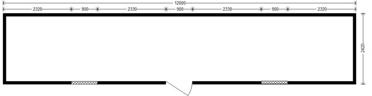 Планировка Блок-контейнер стандарт 12,0 м
